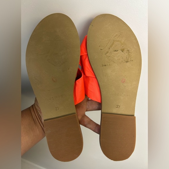 Free People Orange Neón Women's Slide Sandals Size 37 Summer Comfortable Beach - Picture 6 of 9
